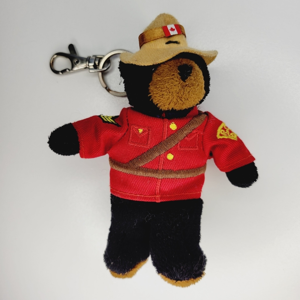 3/$20 Canadian RCMP Keychain Black Bear Stuffed Animal House with Jacket and Hat